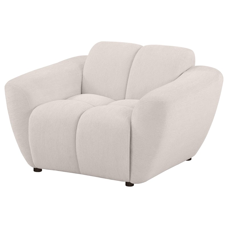 Pemberly Row Upholstered Chenille Splayed Arm Accent Chair in Beige
