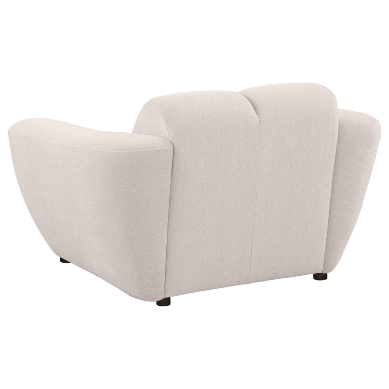 Pemberly Row Upholstered Chenille Splayed Arm Accent Chair in Beige