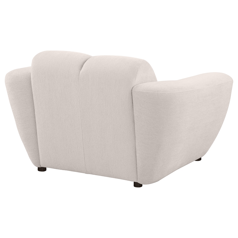 Pemberly Row Upholstered Chenille Splayed Arm Accent Chair in Beige