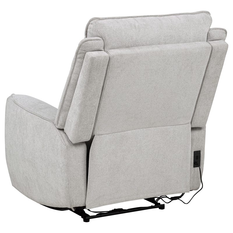 Pemberly Row Chenille Fabric Upholstered Power Recliner in Dove Gray