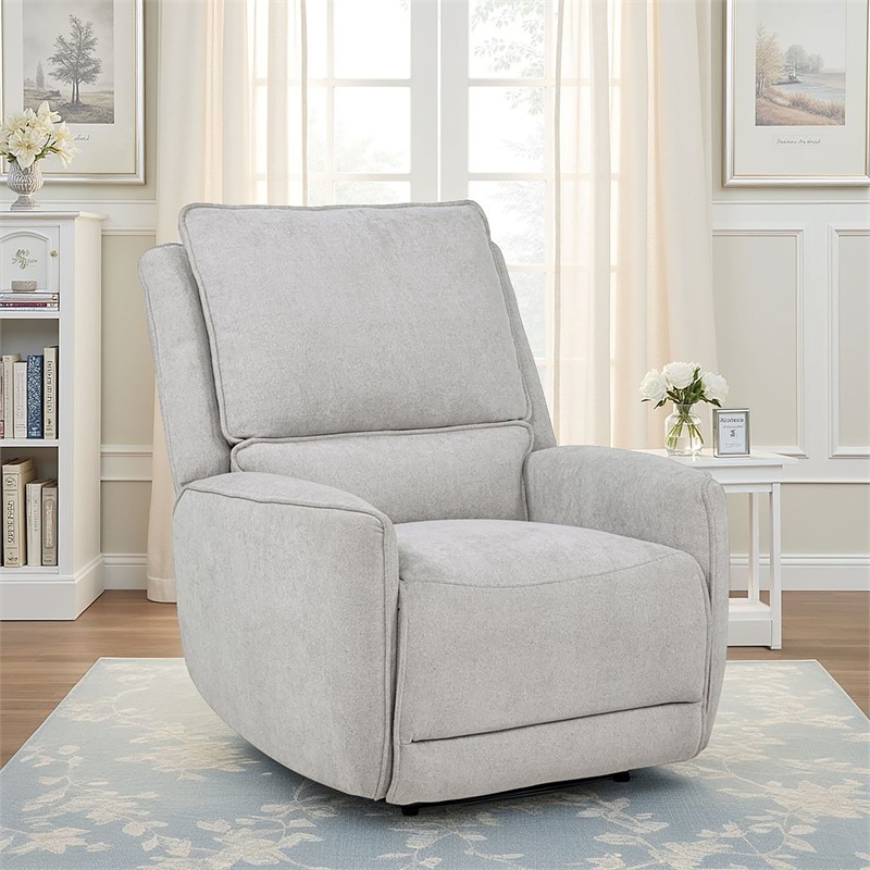 Pemberly Row Chenille Fabric Upholstered Power Recliner in Dove Gray