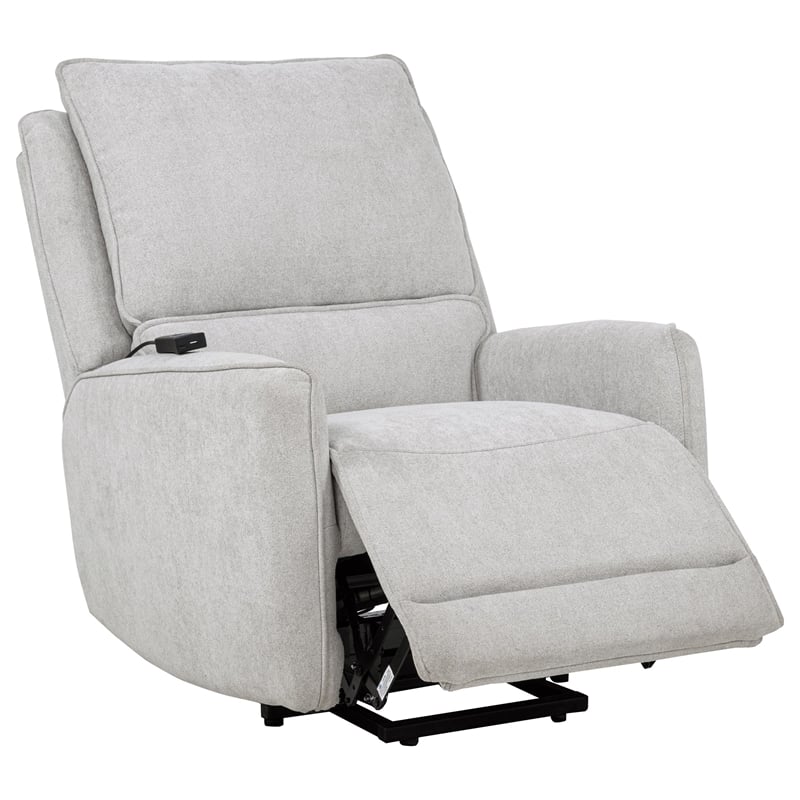 Pemberly Row Chenille Upholstered Dual Power Lift Recliner in Dove Gray