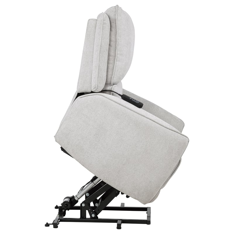 Pemberly Row Chenille Upholstered Dual Power Lift Recliner in Dove Gray