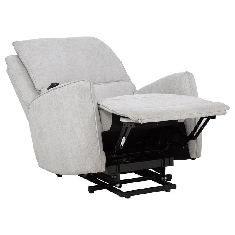 Pemberly Row Chenille Upholstered Dual Power Lift Recliner in Dove Gray