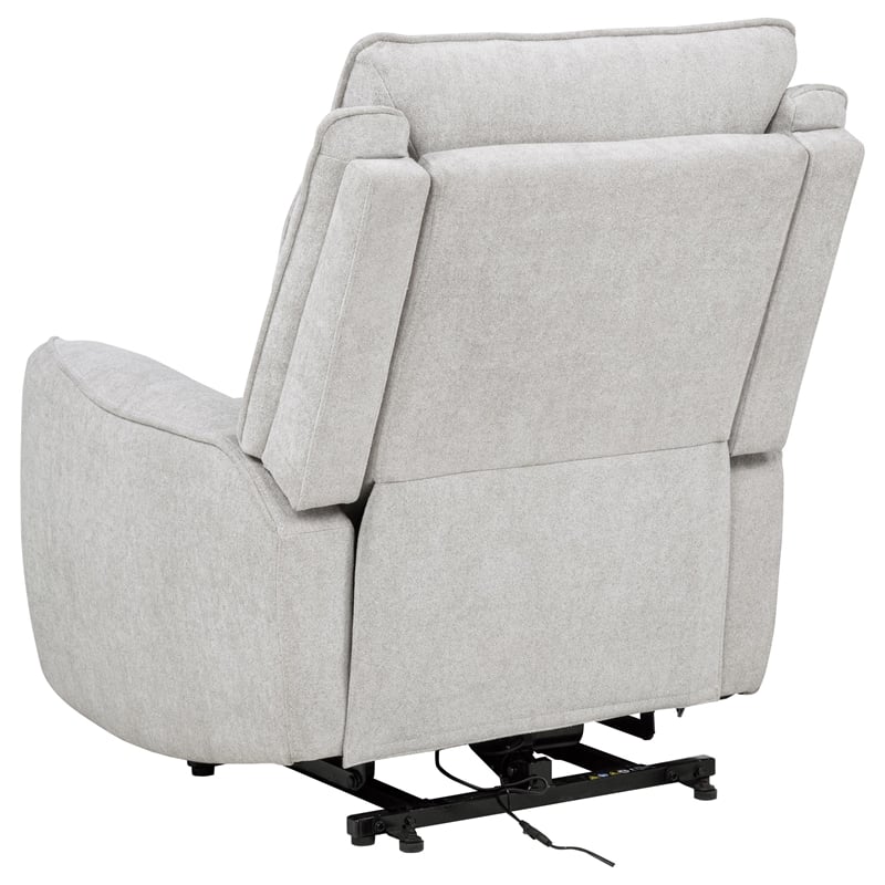 Pemberly Row Chenille Upholstered Dual Power Lift Recliner in Dove Gray