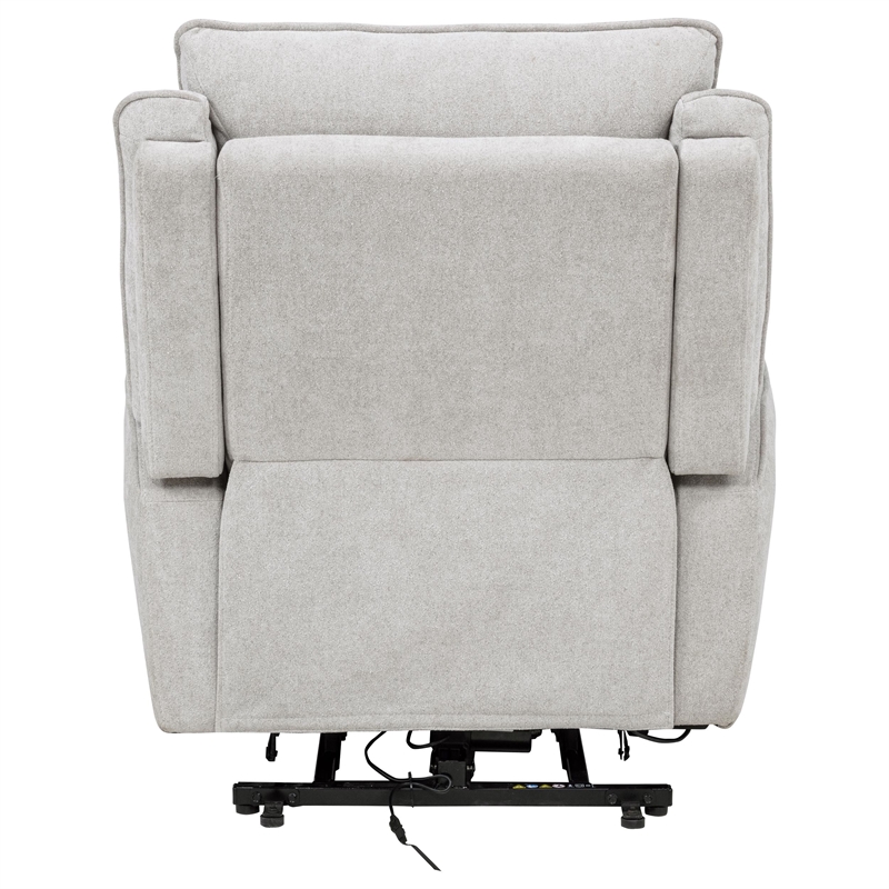 Pemberly Row Chenille Upholstered Dual Power Lift Recliner in Dove Gray