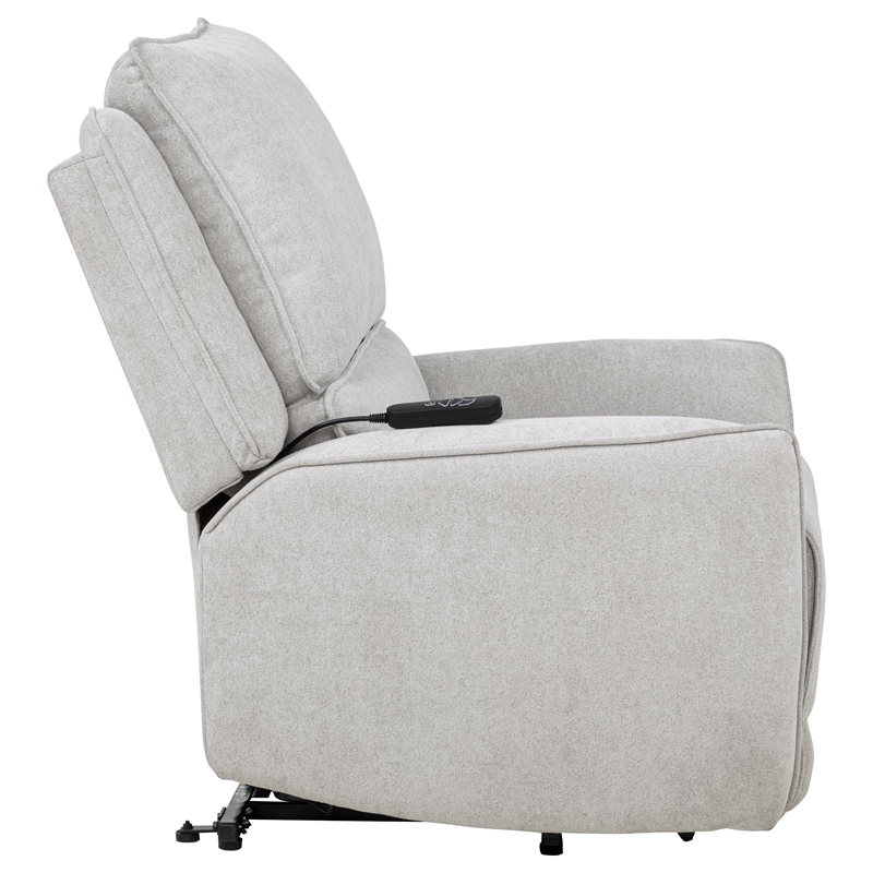Pemberly Row Chenille Upholstered Dual Power Lift Recliner in Dove Gray