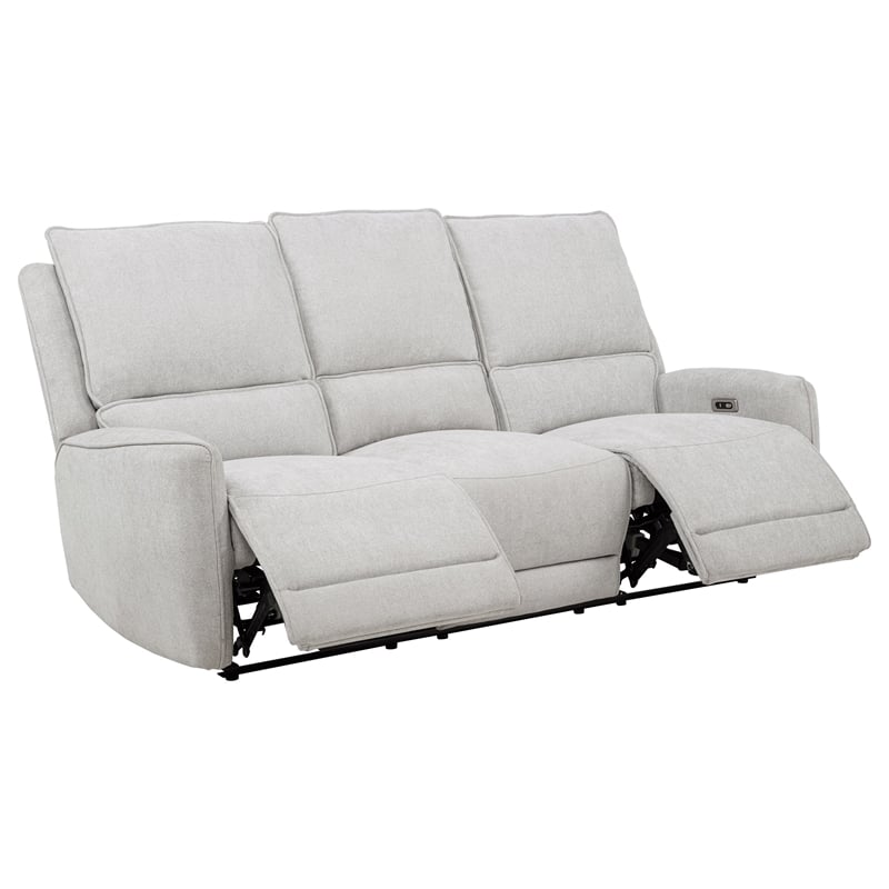 Pemberly Row Chenille Fabric Upholstered Power Reclining Sofa in Gray