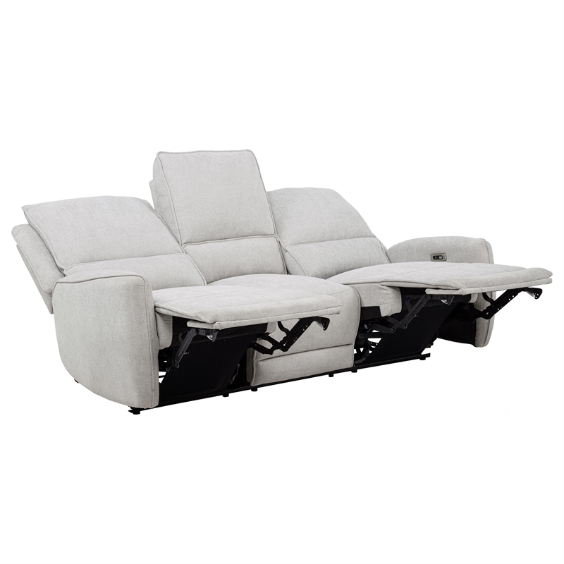 Pemberly Row Chenille Fabric Upholstered Power Reclining Sofa in Gray