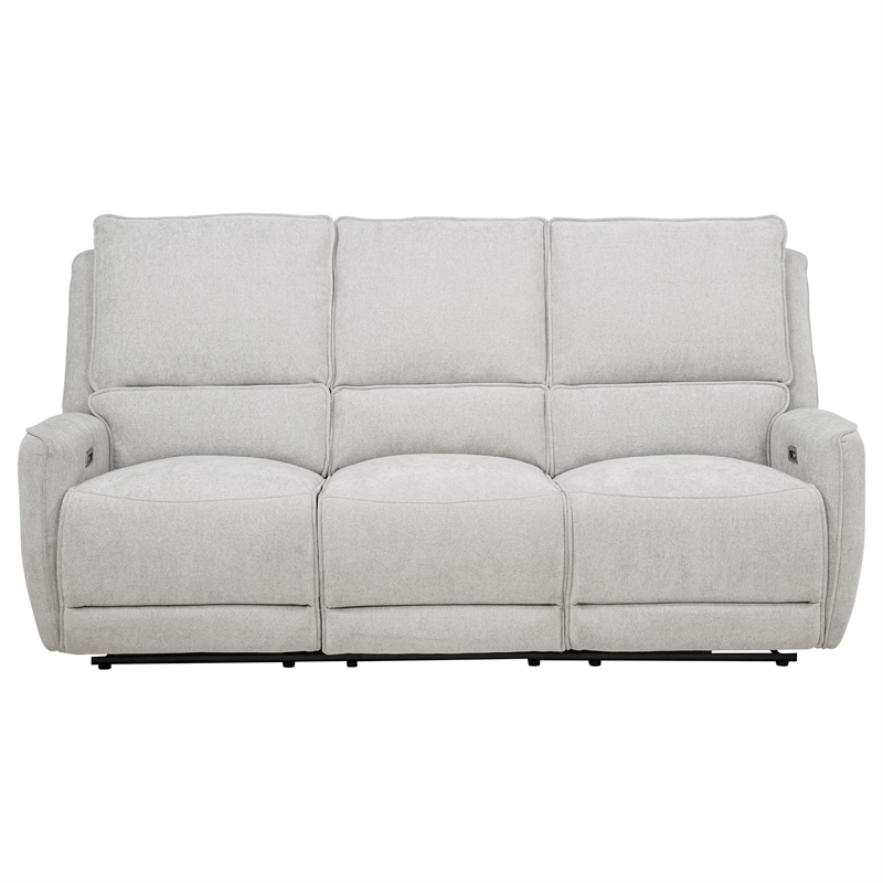 Pemberly Row Chenille Fabric Upholstered Power Reclining Sofa in Gray