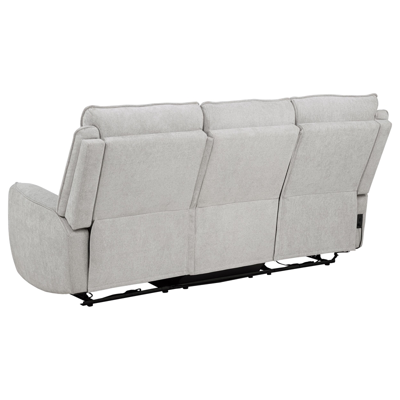 Pemberly Row Chenille Fabric Upholstered Power Reclining Sofa in Gray