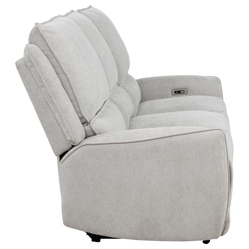 Pemberly Row Chenille Fabric Upholstered Power Reclining Sofa in Gray