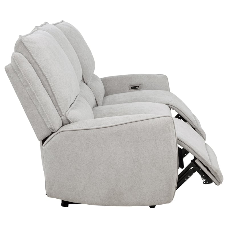 Pemberly Row Chenille Fabric Upholstered Power Reclining Sofa in Gray