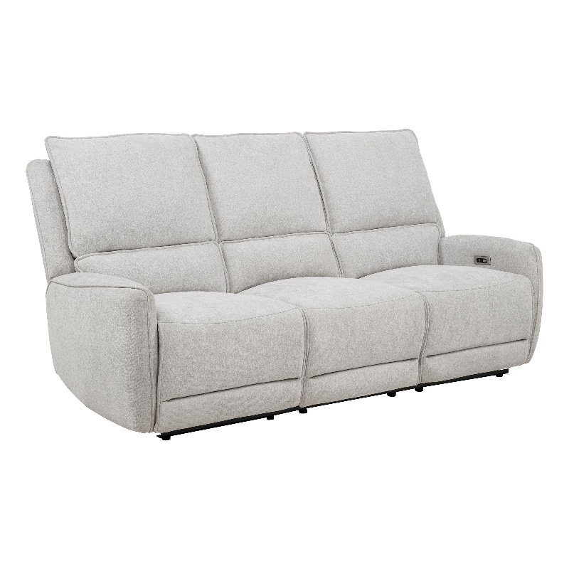 Pemberly Row Chenille Fabric Upholstered Power Reclining Sofa in Gray