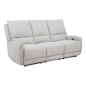 Pemberly Row Chenille Fabric Upholstered Power Reclining Sofa in Gray
