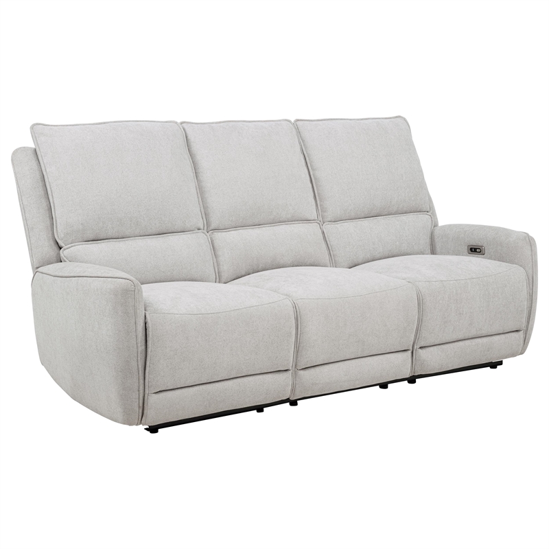 Pemberly Row 2-piece Chenille Fabric Power Reclining Sofa Set in Dove Gray