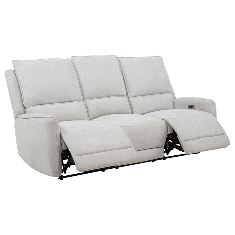 Pemberly Row 2-piece Chenille Fabric Power Reclining Sofa Set in Dove Gray