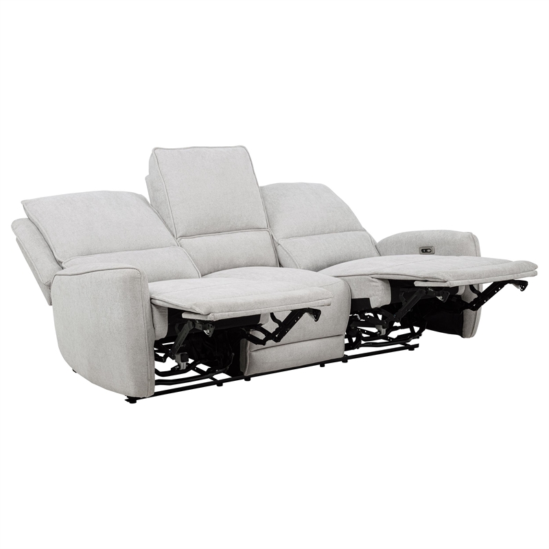 Pemberly Row 2-piece Chenille Fabric Power Reclining Sofa Set in Dove Gray