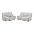 Pemberly Row 2-piece Chenille Fabric Power Reclining Sofa Set in Dove Gray