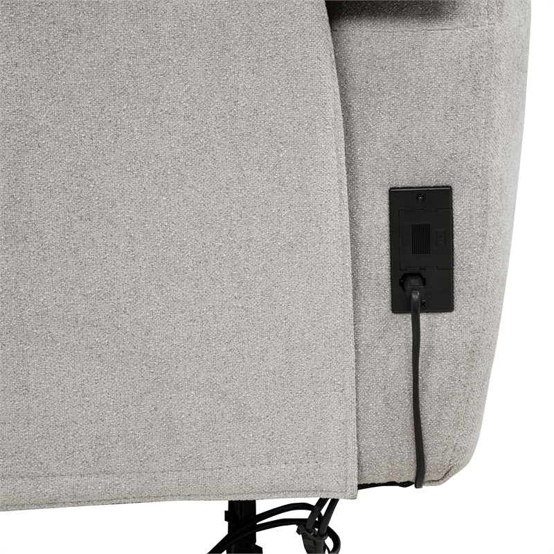 Pemberly Row 3-piece Chenille Fabric Power Reclining Sofa Set in Dove Gray