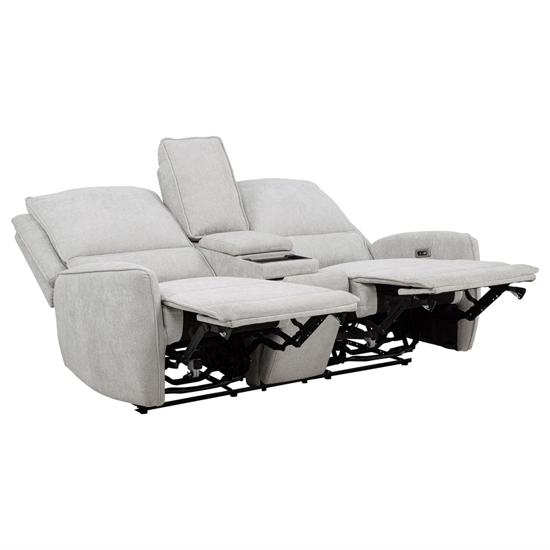 Pemberly Row 3-piece Chenille Fabric Power Reclining Sofa Set in Dove Gray