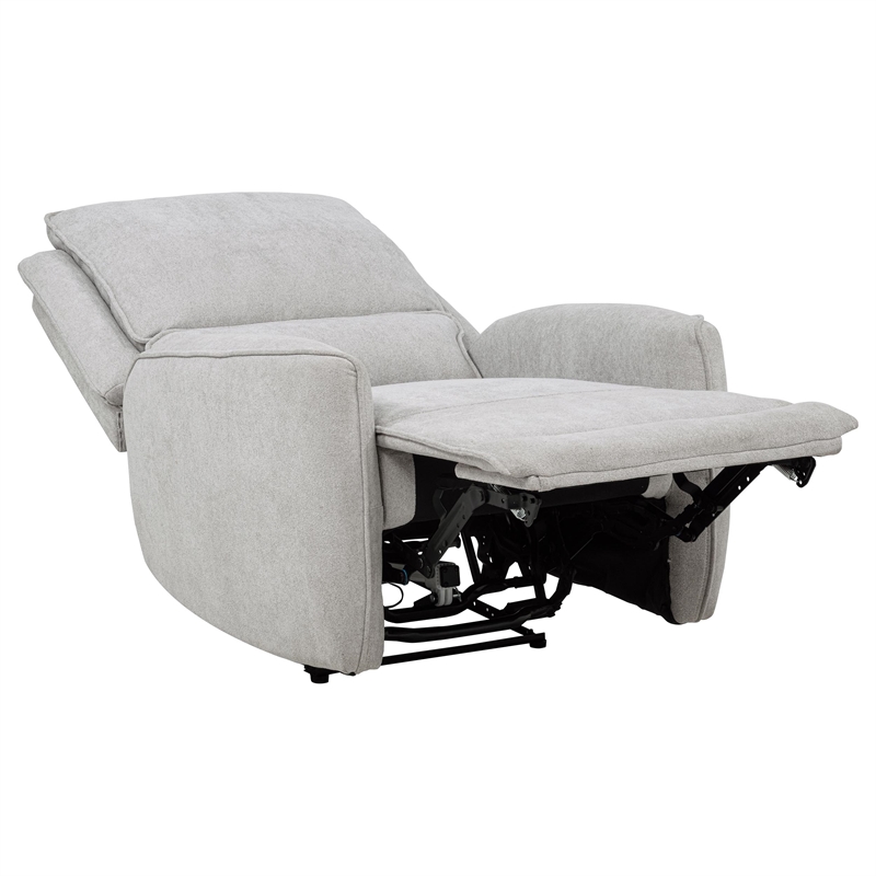 Pemberly Row 3-piece Chenille Fabric Power Reclining Sofa Set in Dove Gray