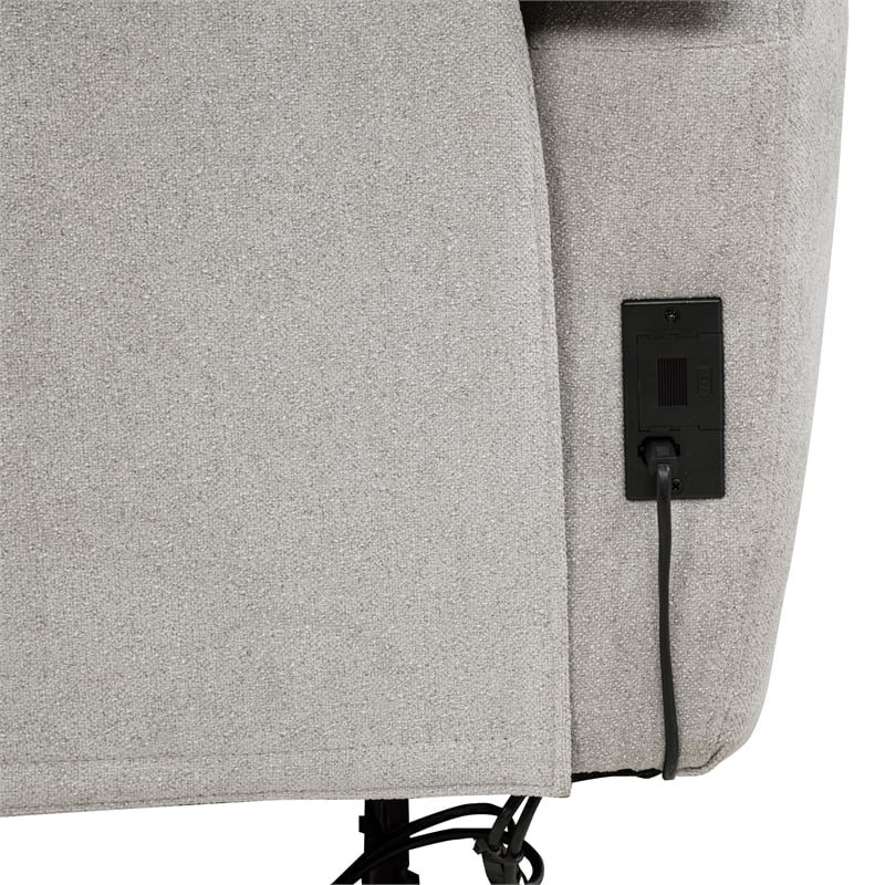 Pemberly Row Chenille Upholstered Power Reclining Loveseat in Dove Grey