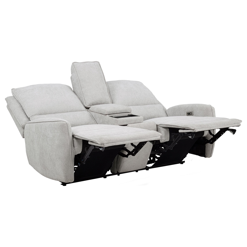 Pemberly Row Chenille Upholstered Power Reclining Loveseat in Dove Grey