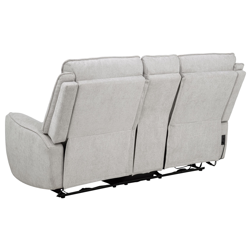 Pemberly Row Chenille Upholstered Power Reclining Loveseat in Dove Grey