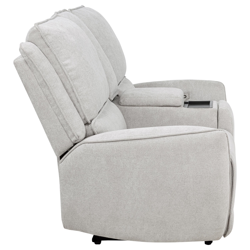 Pemberly Row Chenille Upholstered Power Reclining Loveseat in Dove Grey