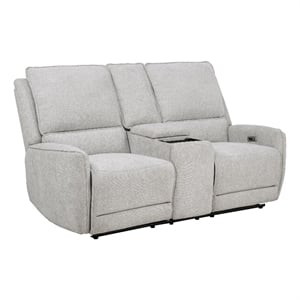 Pemberly Row Chenille Upholstered Power Reclining Loveseat in Dove Grey