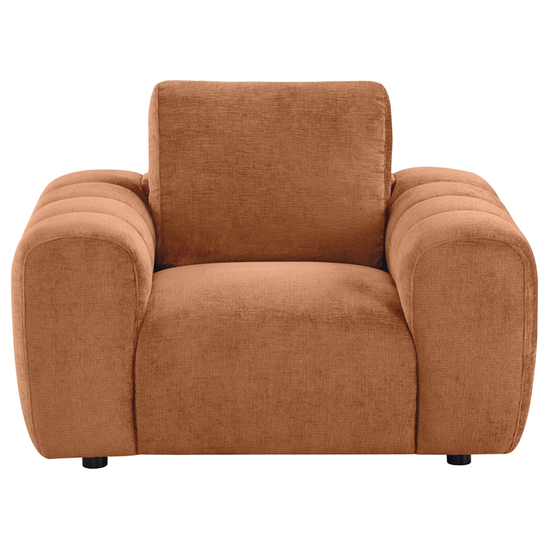 Pemberly Row Chenille Upholstered Accent Chair in Burnt Orange