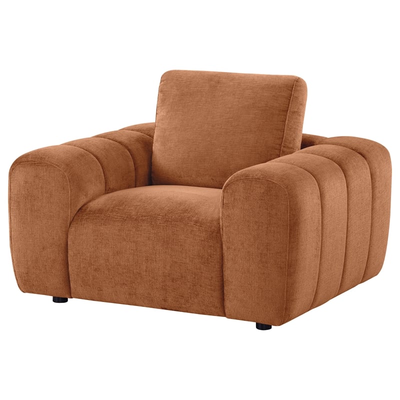 Pemberly Row Chenille Upholstered Accent Chair in Burnt Orange