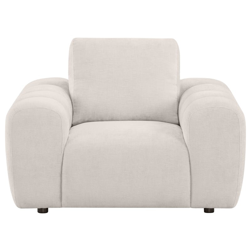 Pemberly Row Chenille Upholstered Wide Arm Accent Chair in Ivory