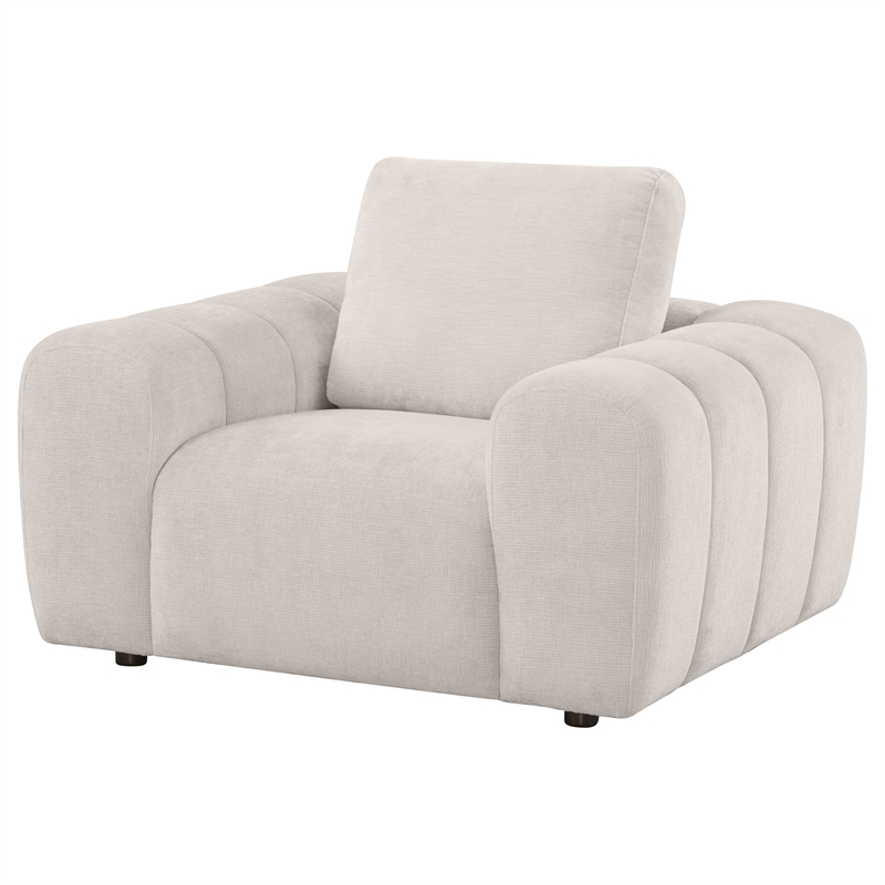 Pemberly Row Chenille Upholstered Wide Arm Accent Chair in Ivory
