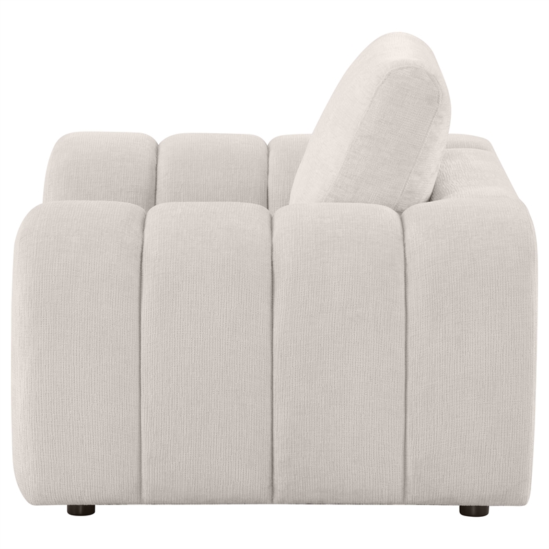 Pemberly Row Chenille Upholstered Wide Arm Accent Chair in Ivory