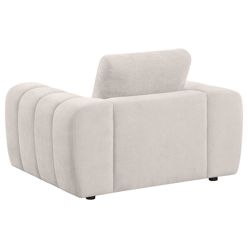 Pemberly Row Chenille Upholstered Wide Arm Accent Chair in Ivory