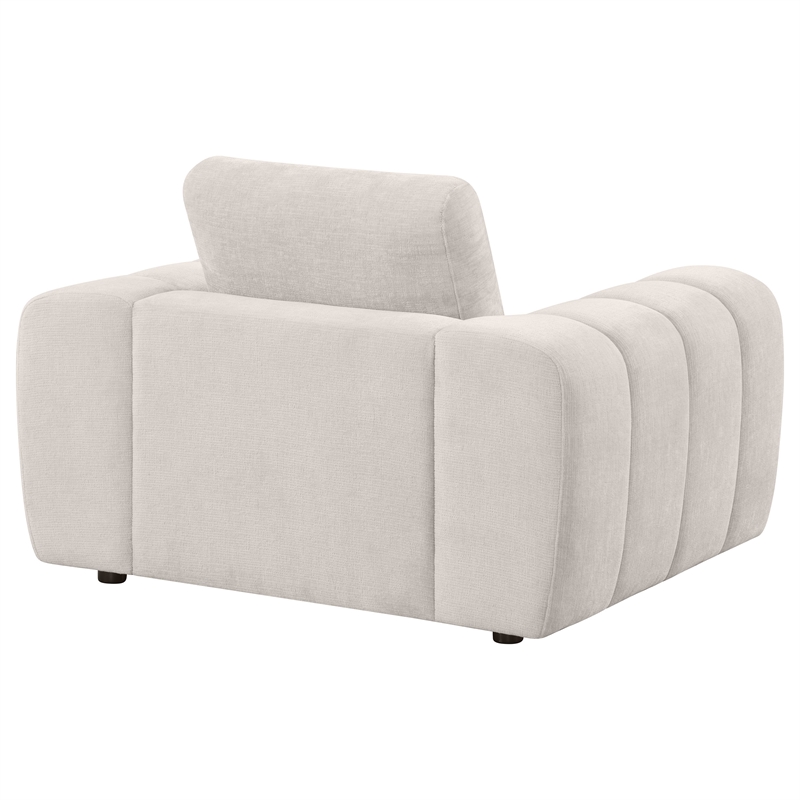 Pemberly Row Chenille Upholstered Wide Arm Accent Chair in Ivory