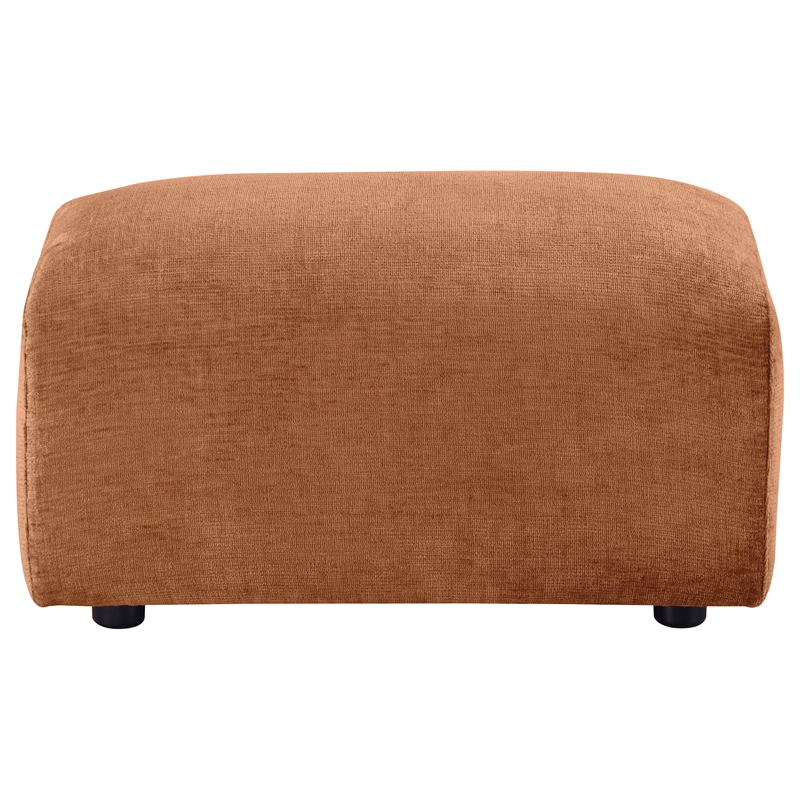 Pemberly Row Chenille Upholstered Rounded Ottoman in Burnt Orange