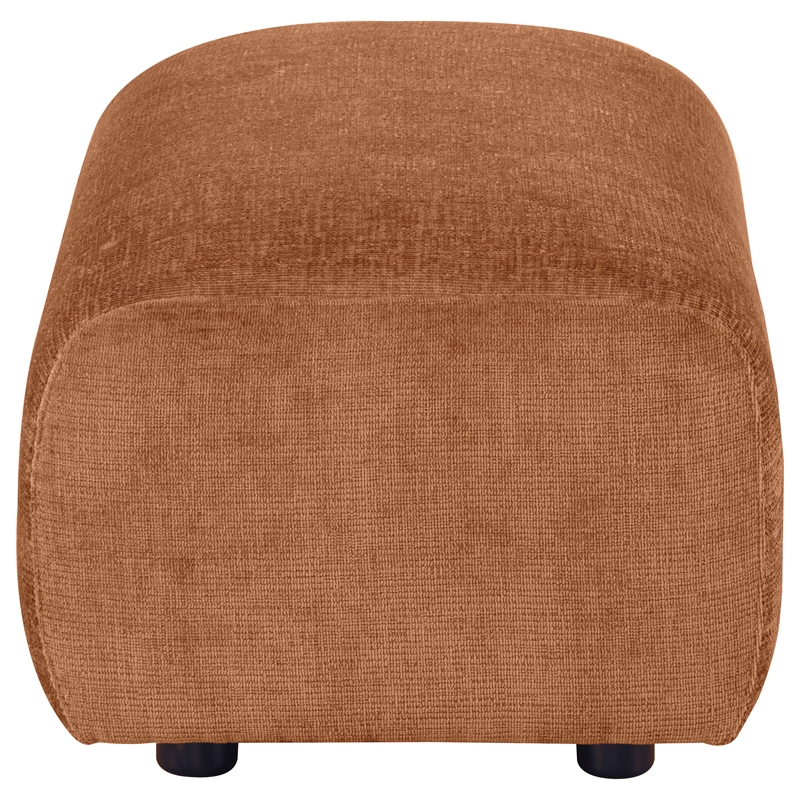 Pemberly Row Chenille Upholstered Rounded Ottoman in Burnt Orange