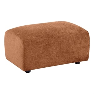 Pemberly Row Chenille Upholstered Rounded Ottoman in Burnt Orange
