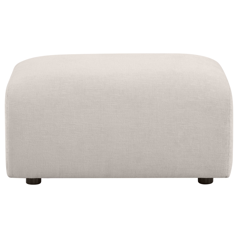 Pemberly Row Contemporary Chenille Upholstered Ottoman in Ivory