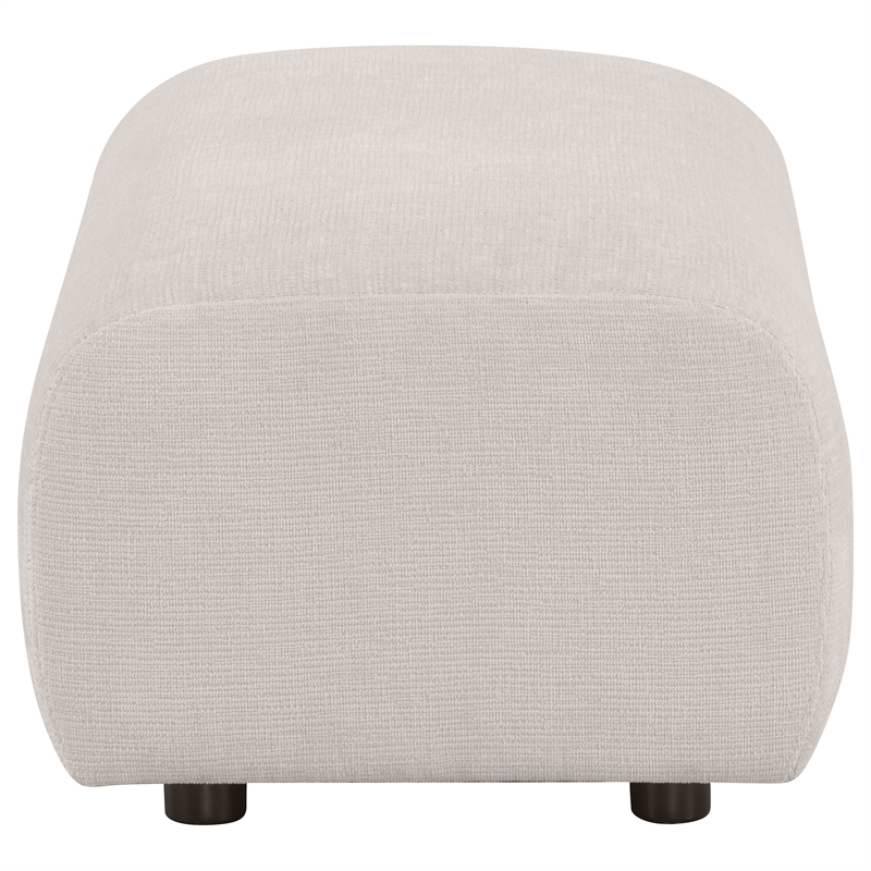 Pemberly Row Contemporary Chenille Upholstered Ottoman in Ivory