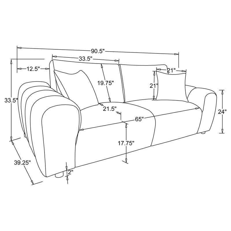Pemberly Row Chenille Upholstered Wide Arm Sofa in Burnt Orange