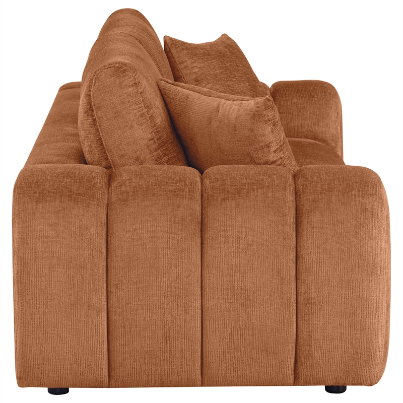 Pemberly Row Chenille Upholstered Wide Arm Sofa in Burnt Orange