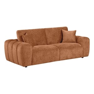 Pemberly Row Chenille Upholstered Wide Arm Sofa in Burnt Orange