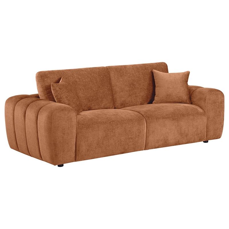 Pemberly Row 2-piece Chenille Upholstered Sofa Set in Burnt Orange