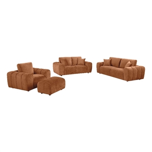 Pemberly Row 4-piece Chenille Upholstered Sofa Set in Burnt Orange