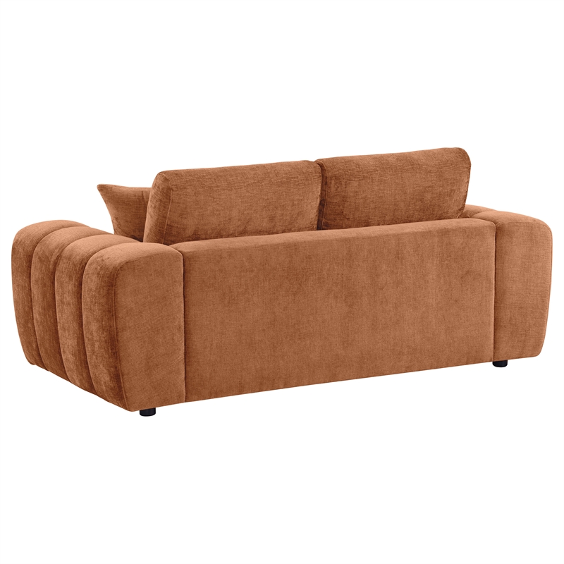 Pemberly Row Chenille Upholstered Wide Arm Loveseat in Burnt Orange