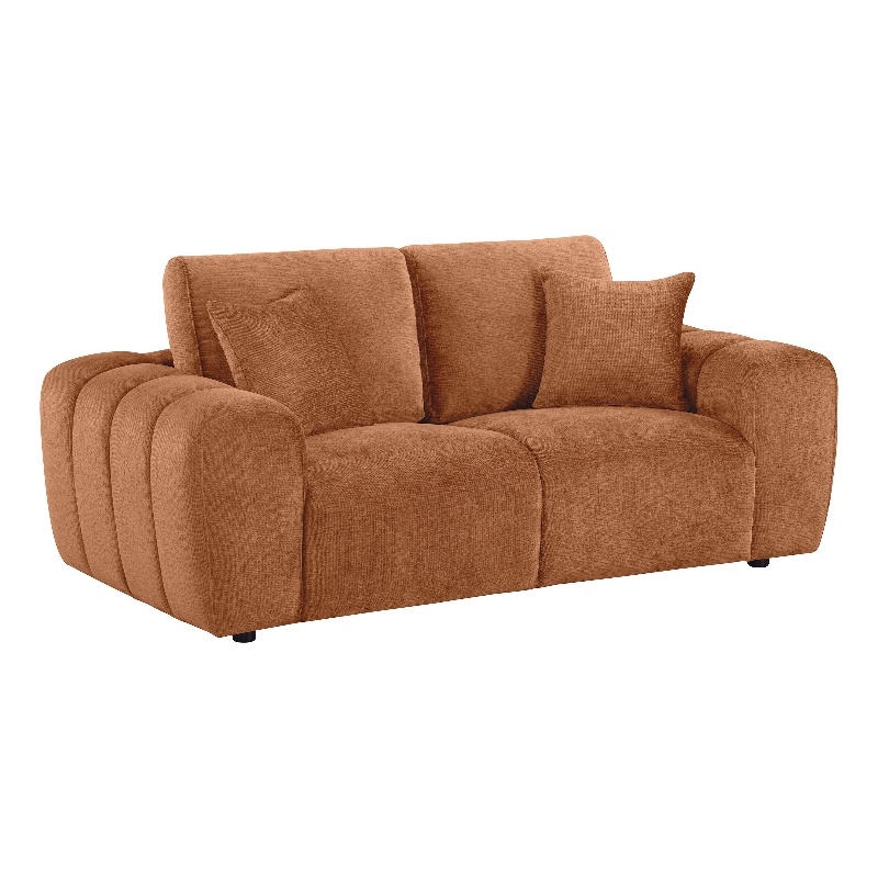 Pemberly Row Chenille Upholstered Wide Arm Loveseat in Burnt Orange